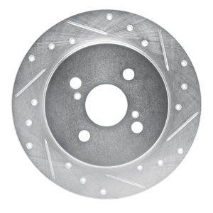 Toyota Yaris Brake Rotor (1) - Rear Right - R1 Concepts - Drilled & Slotted - Silver - `12-`18